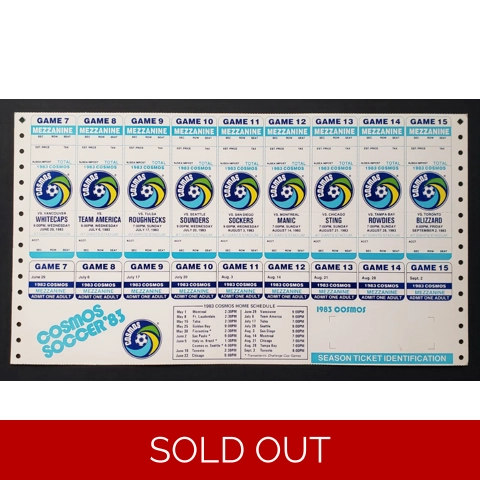 1983 New York COSMOS Soccer NASL Ticket Sheet PELE Roberto Cabanas RARE